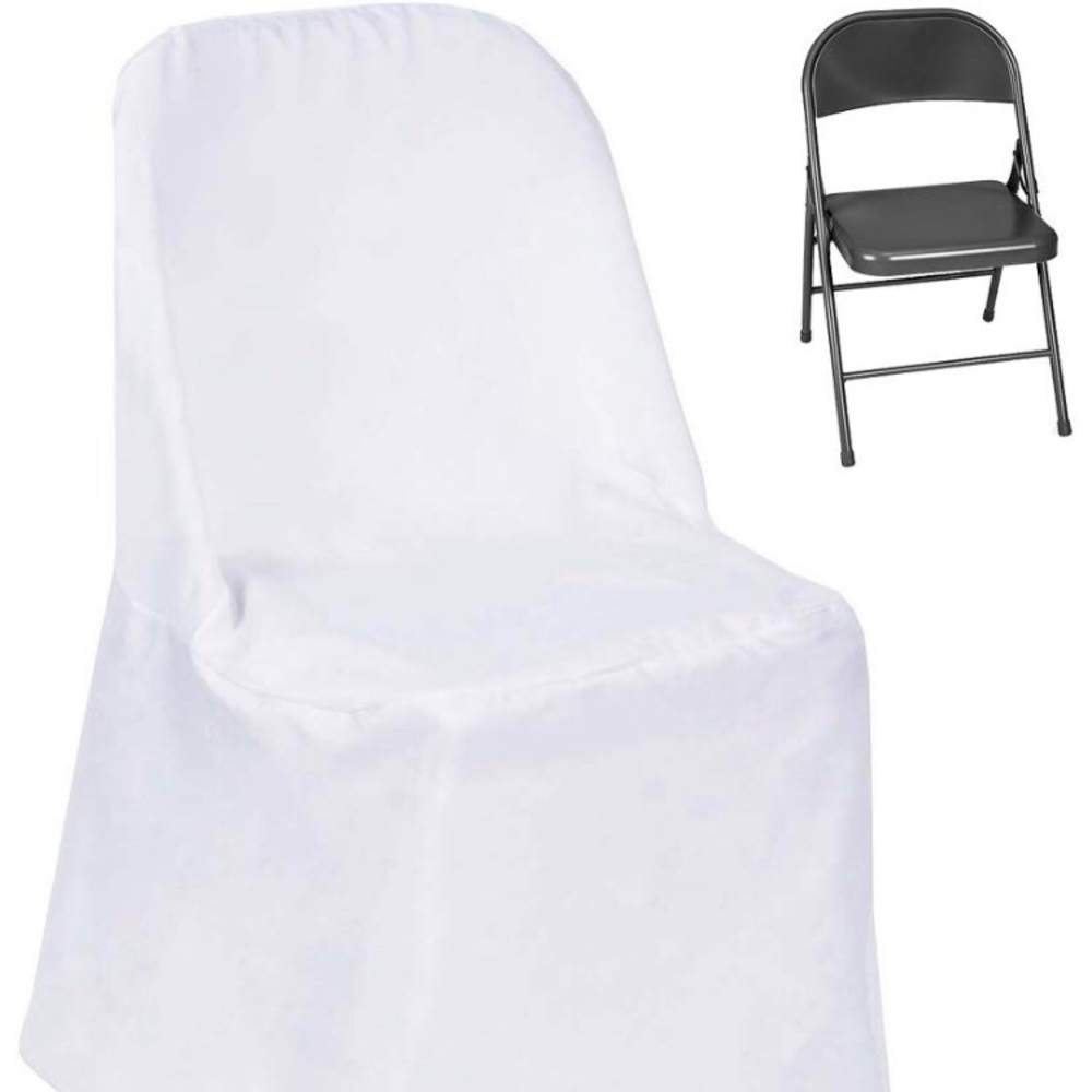 100 ct White linen Polyester Folding chair Covers